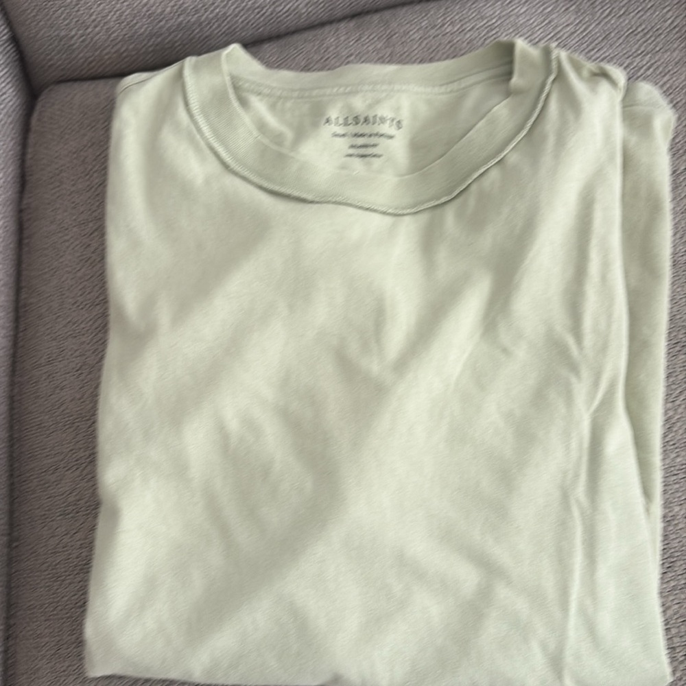 All Saints Light Sage Green Men's Short Sleeve Crewneck Tee Shirt Size Small